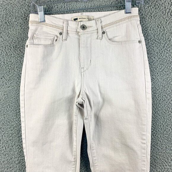 Levis Demi Curve Jeans Womens 27 Ivory Classic Rise Slim Leg Stretch Western - Picture 3 of 16